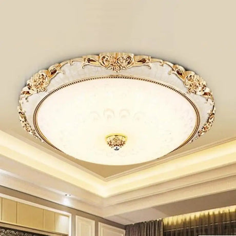 Dome Flush Mount Led Ceiling Light In Modern White Glass - 8’/12’/16’ Wide Gold/Silver Finish