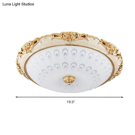 Dome Flush Mount Led Ceiling Light In Modern White Glass - 8’/12’/16’ Wide Gold/Silver Finish