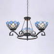 Dome Hanging Chandelier With Blue And Clear Glass Baroque Design - 3/6/8 Lights Perfect For Living