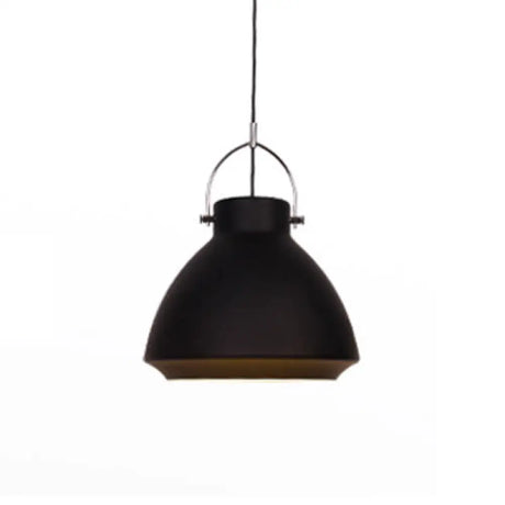 Dome Suspended Macaron Style Pendant Light - 10’/14’ Metallic Fixture With Handle In Black/Blue