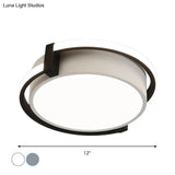 Dorm Room Led Flushmount Ceiling Light With Minimalist Design And Acrylic Shade (Grey/White) -