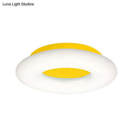 Doughnut Cartoon Flush Mount Ceiling Light For Kindergarten