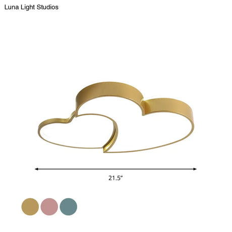 Dual - Heart Kid’s Flush Light: Acrylic Macaron Led Ceiling Lamp In Pink/Blue/Gold 21.5’/25.5’ Wide