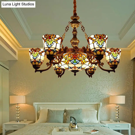 Elegant Baroque Style Dining Room Chandeliers With Art Glass Shade And Curved/Straight Arm