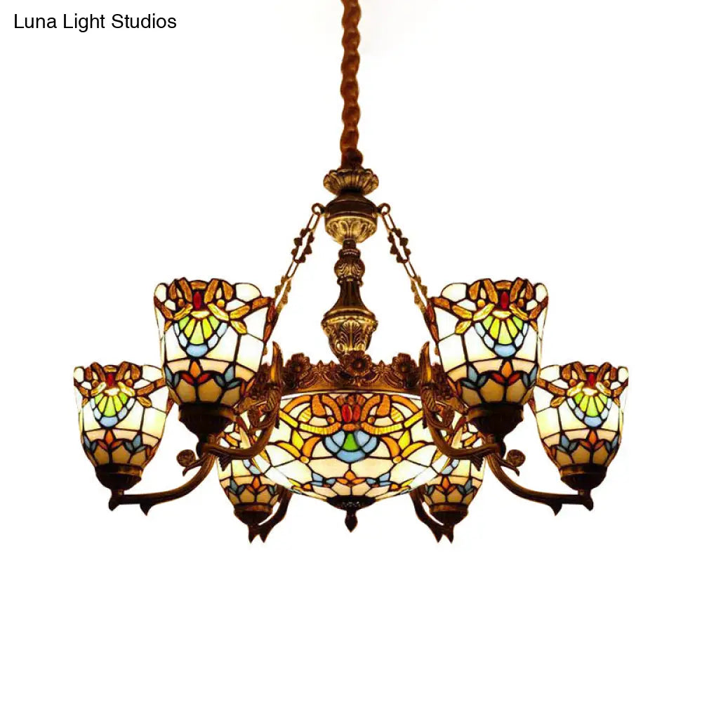 Elegant Baroque Style Dining Room Chandeliers With Art Glass Shade And Curved/Straight Arm