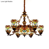 Elegant Baroque Style Dining Room Chandeliers With Art Glass Shade And Curved/Straight Arm