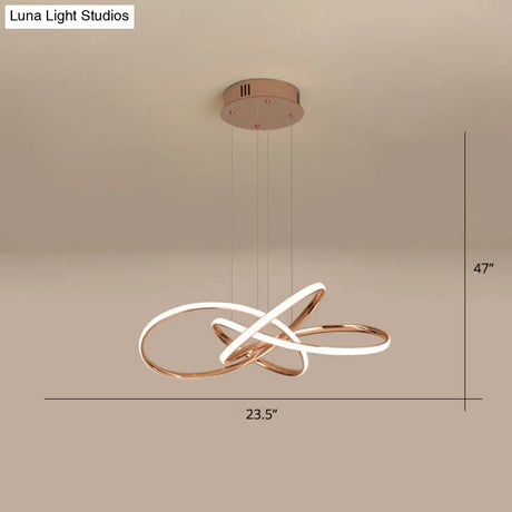Elegant Led Hanging Pendant Lamp With Acrylic Shade - Twisting Chandelier Design