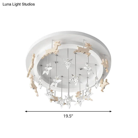 Elk Carousel Acrylic Semi Mount Lighting: Kid’s White Led Ceiling Flush Light In Warm/White