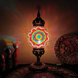 Ellie - Handcrafted Vintage Glass Ball Desk Lamp | 1 Head Nightstand Light In Red-Yellow