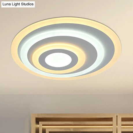 Ellipse Flushmount Acrylic Led Ceiling Fixture - 14’/19.5’/23.5’ Wide White Warm/White Light
