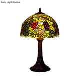 Émilie - Tiffany Single Bronze Finish Green Stained Glass Grapevine Night Light