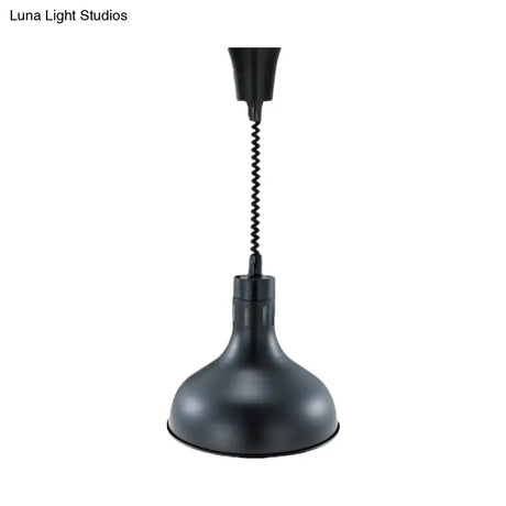Extendable Pendant Lighting With Retro Dome Shade - Black 7’/11.5’ W