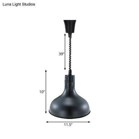 Extendable Pendant Lighting With Retro Dome Shade - Black 7’/11.5’ W