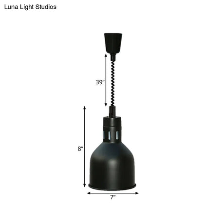Extendable Pendant Lighting With Retro Dome Shade - Black 7’/11.5’ W