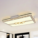 Faceted Crystal Led Flush Mount Ceiling Light In Modern Stainless - Steel Rectangle Design / 29.5’ B