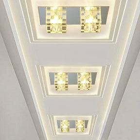 Faceted Glass Led Ceiling Flush Light Fixture - Modern Nordic Cubic Design For Living Room Clear