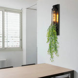 Farm Iron Tubular Cage Wall Light With 1-Head And Colorful Artificial Flower Accents Yellow-Green