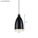 Farmhouse Aluminum Dome Pendant Lamp - Black Etched 6.5’/9’/12’ Wide 1-Light Down Lighting