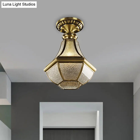 Farmhouse Bell Ceiling Light - Brass Flush Mount For Hallway