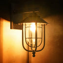 Farmhouse Black Half-Capsule Wall Lantern With Clear Glass - Outdoor Mounted Light (1 Bulb)