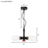 Farmhouse Black Led Pendant Chandelier With Amber/Clear Glass Capsules - 4 Lights