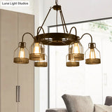 Farmhouse Black Metal Chandelier Light Fixture - 6/8 Heads Bell Hanging Lamp With Cage Style Frame