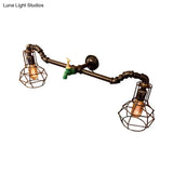 Farmhouse Caged Wall Sconce With 2 Lights Metal Design Black Finish - Global Lighting Fixture