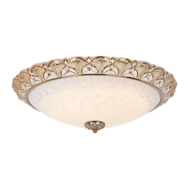 Farmhouse Dome Flush Light Fixture - Cream Glass Led Mount Ceiling Lamp In Gold (14/16/20)