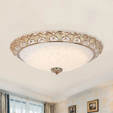 Farmhouse Dome Flush Light Fixture - Cream Glass Led Mount Ceiling Lamp In Gold (14’/16’/20’)