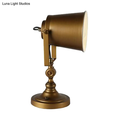 Farmhouse Gold Finish Iron Night Table Lamp With Adjustable Handle