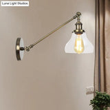 Farmhouse Indoor Sconce With Clear Glass Shade And Adjustable Arm Length