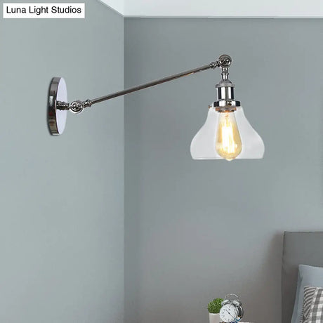 Farmhouse Indoor Sconce With Clear Glass Shade And Adjustable Arm Length