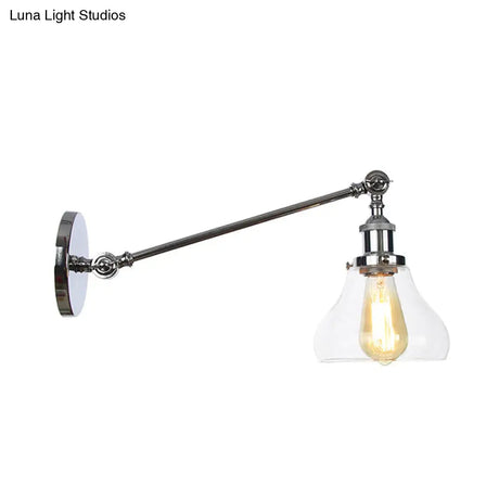Farmhouse Indoor Sconce With Clear Glass Shade And Adjustable Arm Length