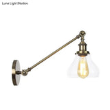 Farmhouse Indoor Sconce With Clear Glass Shade And Adjustable Arm Length