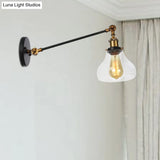Farmhouse Indoor Sconce With Clear Glass Shade And Adjustable Arm Length