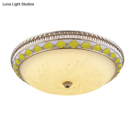 Farmhouse Led Flush Mount Ceiling Light In Gold With Frosted Glass Available Multiple Sizes