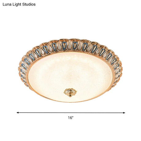 Farmhouse Led Flush Mounted Light With Glass Dome Shade In Gold For Bedroom - Warm/White Options