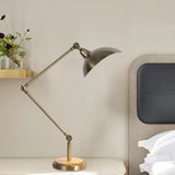 Farmhouse Led Table Lamp In Silver With Swing Arm And Metallic Dome Shade