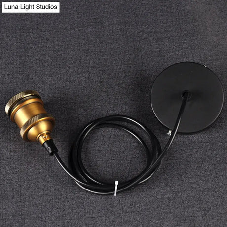 Farmhouse Metal Ceiling Pendant Light In Black - Open Bulb Hallway Hanging Lamp