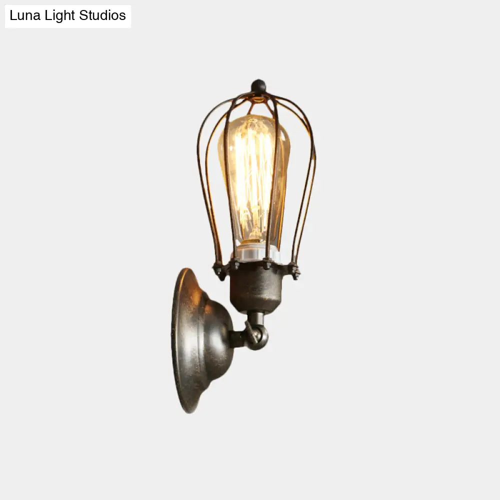 Farmhouse Oval Caged Wall Lamp - Metallic Antique Bronze/Black