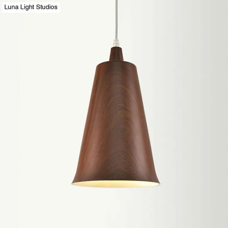 Farmhouse Style 1-Light Metal Pendant Lighting Fixture - White/Yellow/Brown Deep Cone Living Room