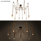 Farmhouse Style Swag Pendant Lighting: Bare Bulb Rope Hanging Light Fixture Beige