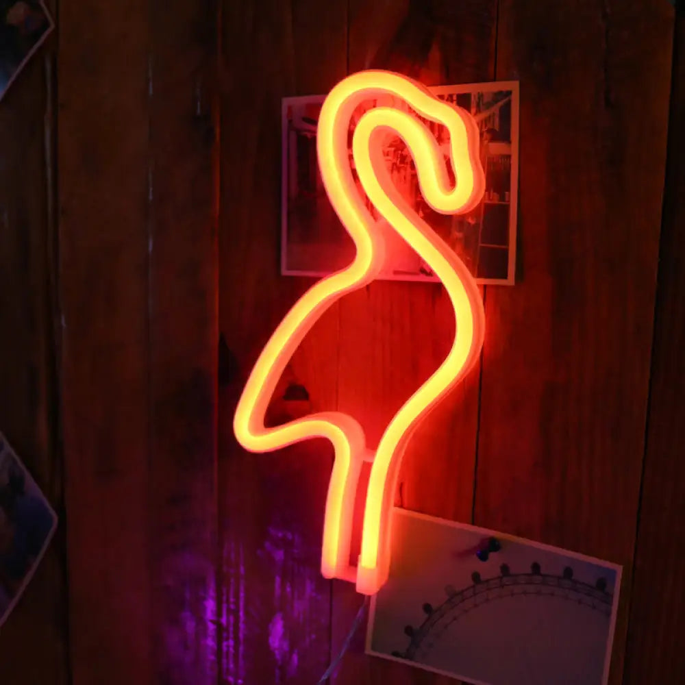 Flamingo Led Night Lamp With Usb Charging And Plastic Shade White / Red