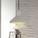 Flare Coffee House Pendant Lamp - Antiqued Cement 1-Bulb Grey Hanging Light Kit