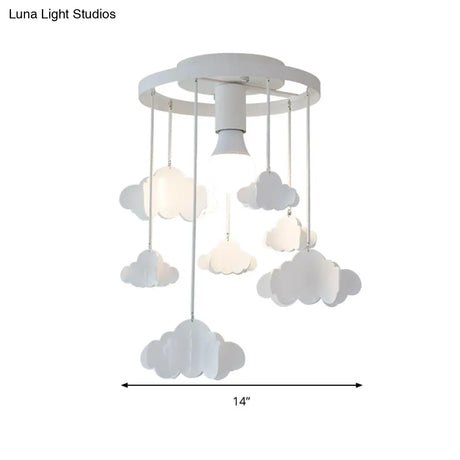 Floating Cloud Ceiling Mount Light - White Metallic Lamp For Baby Room