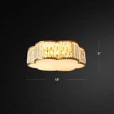 Floral Ceiling Light With Brass Finish Simplicity Design 3 - Light Crystal Flush Mount Fixture For