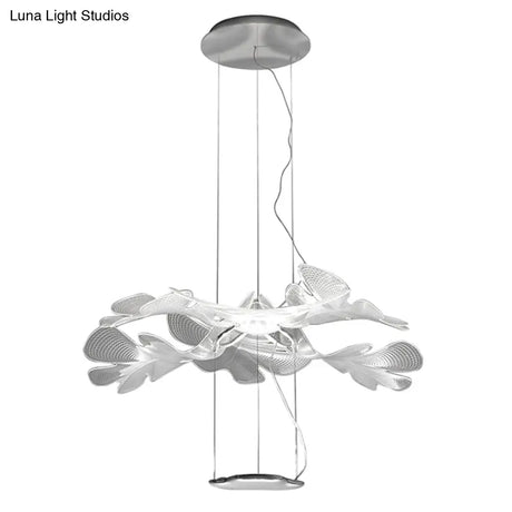 Floral Chandelier Art Deco Acrylic Led Ceiling Light For Living Room - Clear