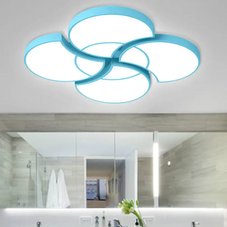Floral Flush Ceiling Light For Kids’ Spaces - Metal And Acrylic Lamp Kindergarten Corridor Blue