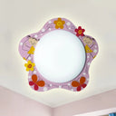 Floral Pink Acrylic Ceiling Lamp: Lovely Flush Mount Light For Girls Bedroom And Hallway / Third
