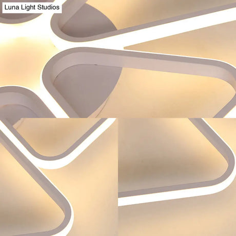 Floral Shape Acrylic Led Ceiling Light In Simple Brown/White For Child Room - Warm/White Lighting